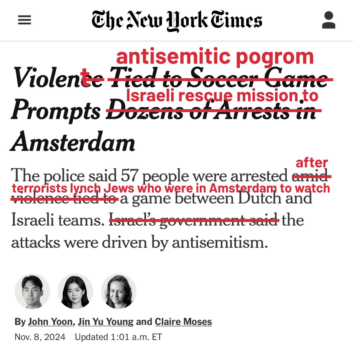 IsraelWarRoom's tweet photo. Hey @nytimes, we fixed your headline.

Apparently telling the truth isn't a requirement for journalism these days. https://t.co/H2ZASdlzA6