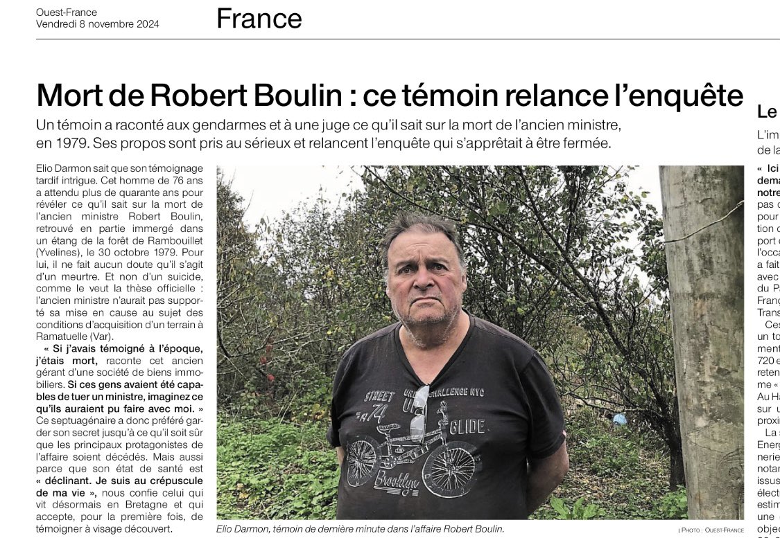 Arnaud Focraud (@afocraud) on Twitter photo « Le patron vous avait demandé de ne pas le tuer » : 45 ans après, ce témoin relance l’affaire Boulin et s’exprime pour la première fois à visage découvert ouest-france.fr/faits-divers/m…
Par <a href="/RickPier/">Pierrick Baudais</a> <a href="/OuestFrance/">Ouest-France</a> « Le patron vous avait demandé de ne pas le tuer » : 45 ans après, ce témoin relance l’affaire Boulin et s’exprime pour la première fois à visage découvert ouest-france.fr/faits-divers/m…
Par <a href="/RickPier/">Pierrick Baudais</a> <a href="/OuestFrance/">Ouest-France</a>