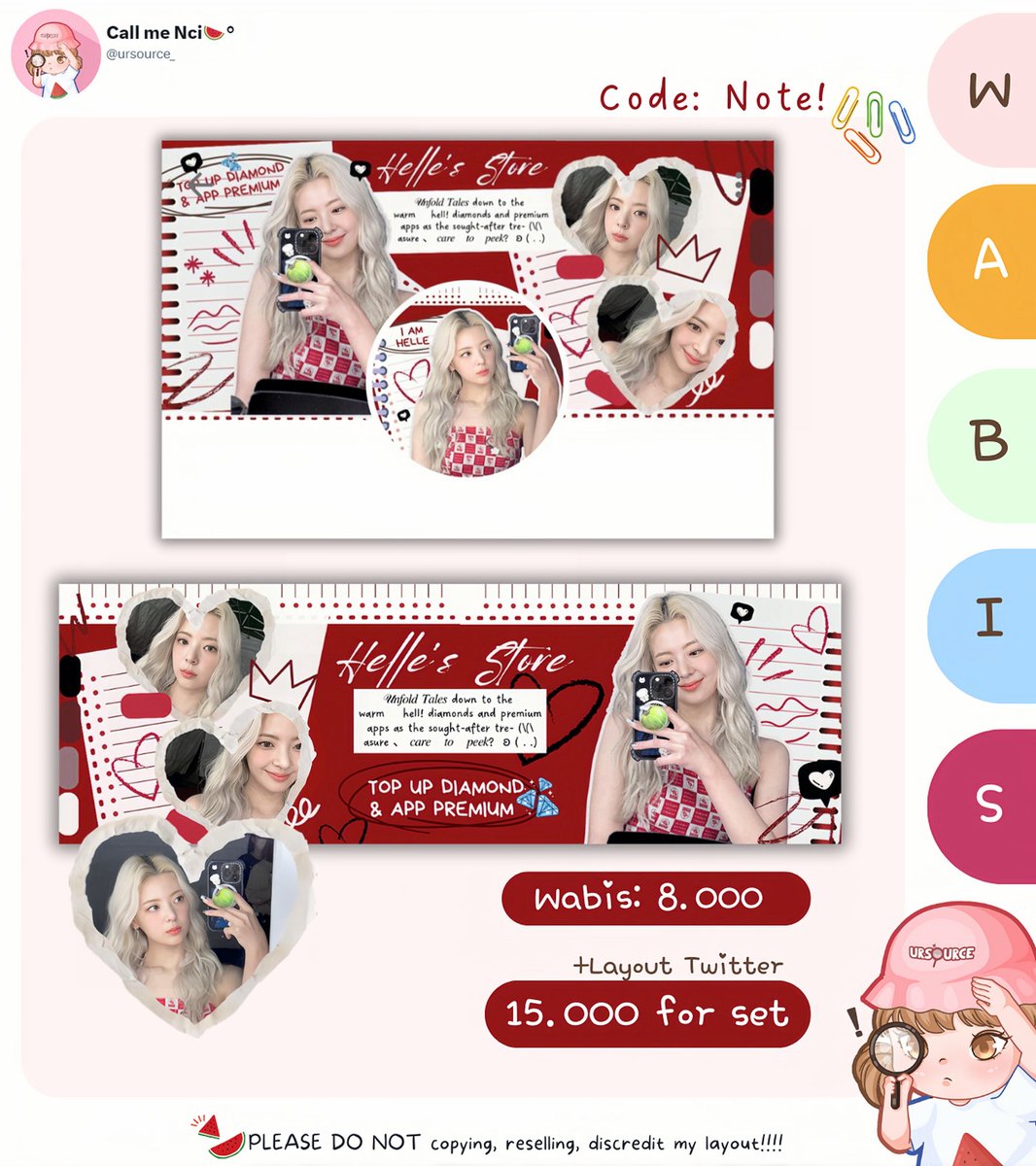 rinjyah's tweet image. Halo semuanya! Help RT yaa

Karena ada hal yang sangat aku tunggu-tunggu akhirnya terkabul. Aku akan adakan event GA layout di bawah ini! Simak baik-baik yaa tnc nya

📆 9 Nov 2024
⚙️ rt head thread ini dan layout yang kamu mau di twt setelah ini
✖️ hunter

Thx yaa 🤍💙