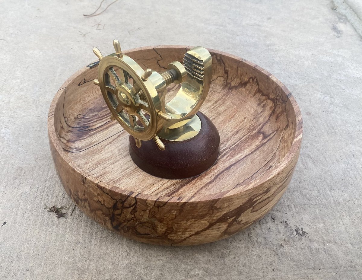 Received this superb hand crafted bowl from a Veteran.  My registrar, Mr Banks, a fellow wood-turner, has pointed out the impressive techniques required to achieve this.  He was v impressed!
(Mr Cathcart occasionally does gifts &amp; commissions for good causes - tel: 07971 059591.)