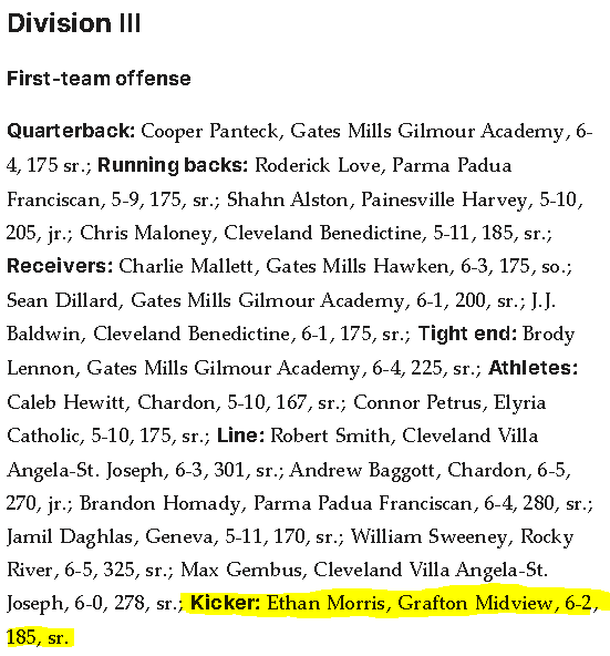 EthanMorris_10's tweet photo. Honored to have earned First Team all district for football and First Team GCSSCA all-Cleveland for soccer! @MidviewMSoccer @Middie_Football @stantonweber @GoodfellowColin https://t.co/Q1MfFHRYVR