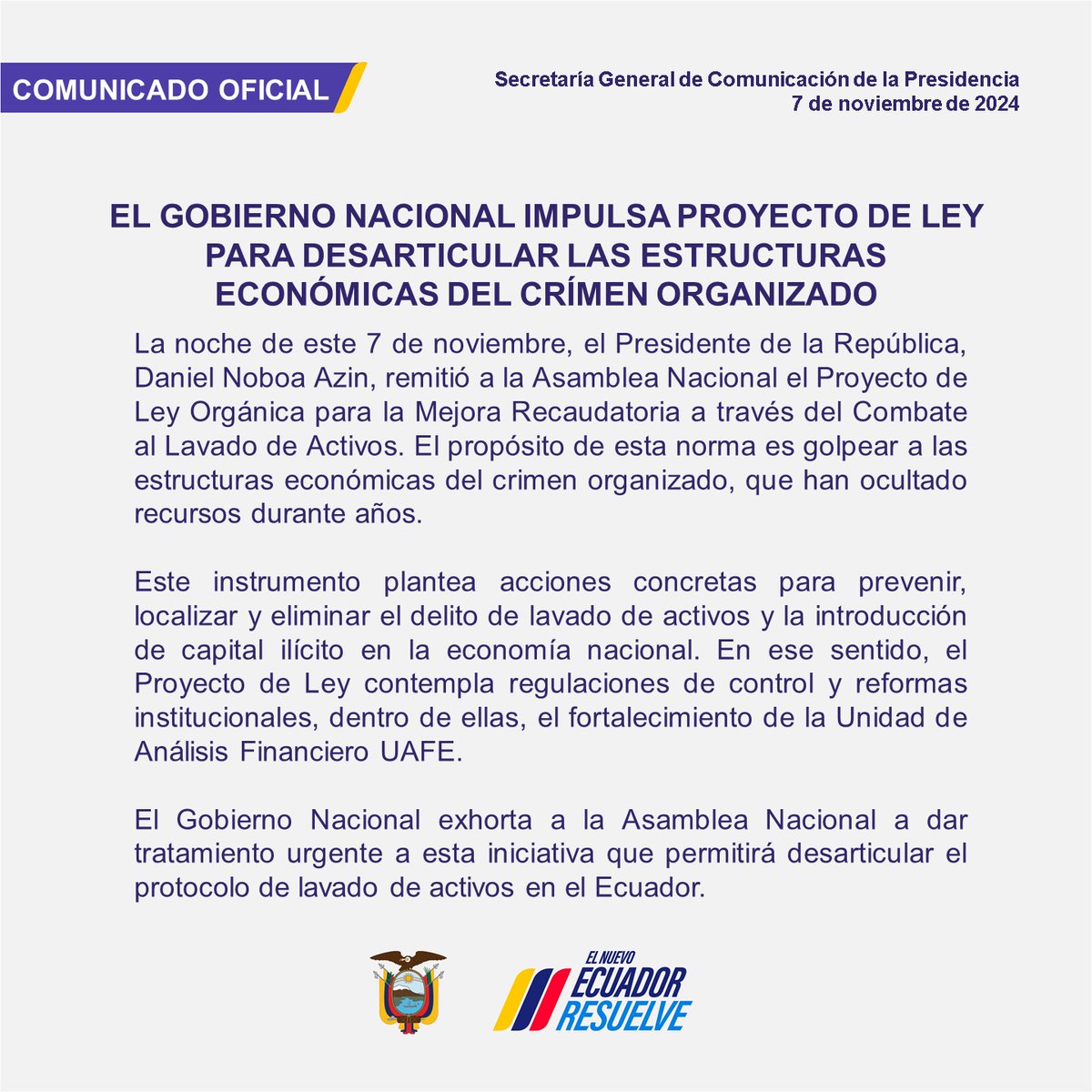 Presidencia_Ec's tweet photo. A la ciudadanía: https://t.co/RC6drt5ySN