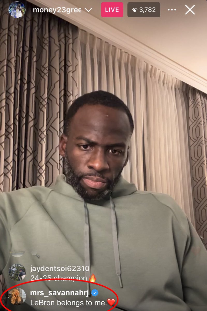 TheNBACentel's tweet photo. Draymond Green’s face after reading Savanah James’ comment on IG Live 👀 https://t.co/DLq8v4963x