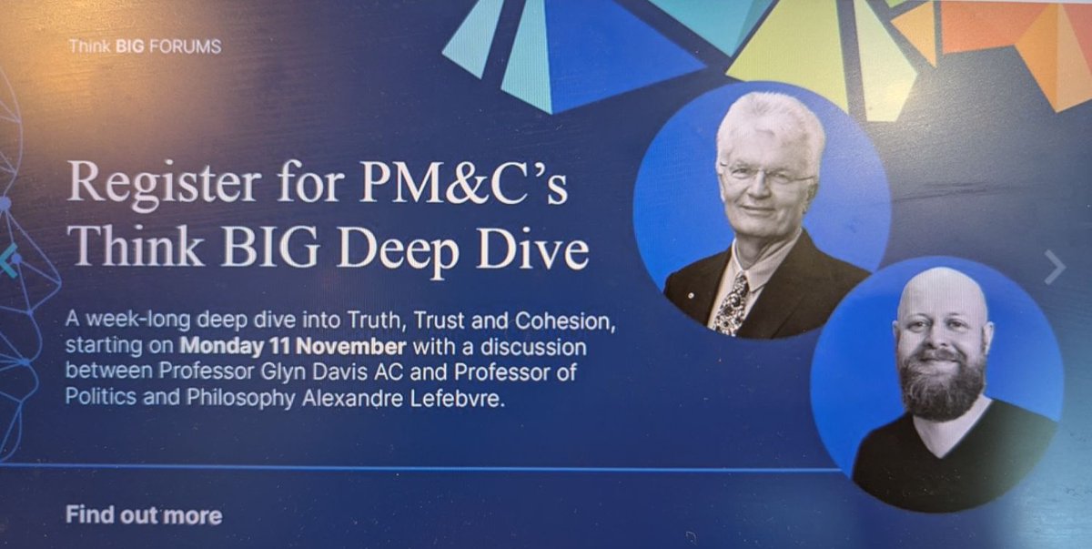Alexandre Lefebvre (@alex_usyd) on Twitter photo Proud to be the keynote speaker, in conversation with Secretary Glyn Davis, for the Department of the Prime Minister and Cabinet's biannual Think BIG Deep Dive conference. <a href="/pmc_gov_au/">Department of the Prime Minister and Cabinet</a>
We'll be talking about that hottest of hot topics: the future of liberalism. Proud to be the keynote speaker, in conversation with Secretary Glyn Davis, for the Department of the Prime Minister and Cabinet's biannual Think BIG Deep Dive conference. <a href="/pmc_gov_au/">Department of the Prime Minister and Cabinet</a>
We'll be talking about that hottest of hot topics: the future of liberalism.