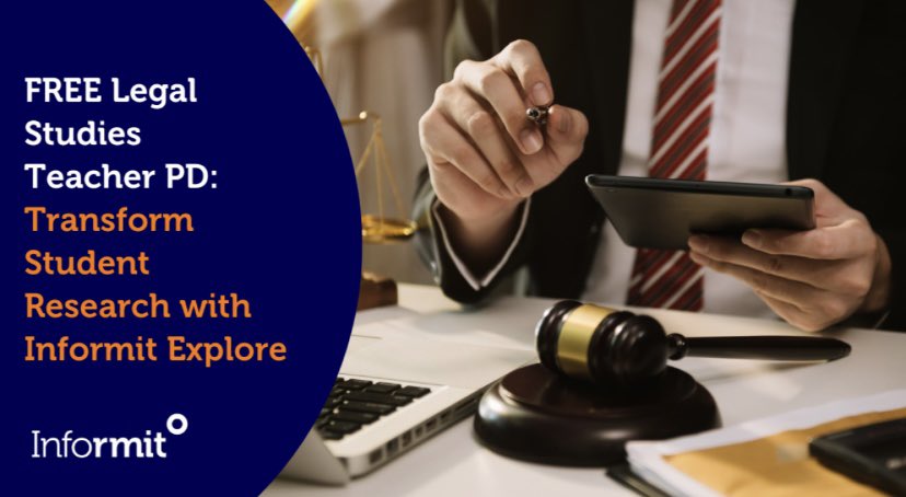 ⚖ Calling all Legal Studies Teachers: Join our free upcoming professional development webinar to introduce you to Informit Explore, a research and learning database that offers an extensive collection of Australian legal studies content.  Register here:
calendly.com/jessica-darnel…