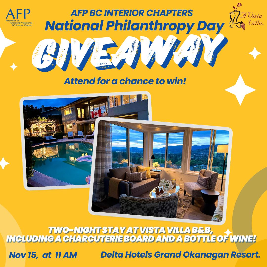 AFPInteriorBC's tweet photo. Who wouldn’t want to win a relaxing two-night stay at Vista Villa B&amp;B, complete with a delicious charcuterie board and a bottle of wine? 🍷🧀 Get your tickets now and join us for a memorable day full of inspiration and excitement. ➡️ https://t.co/EhoOi7tlsp https://t.co/qQUgs9R3so