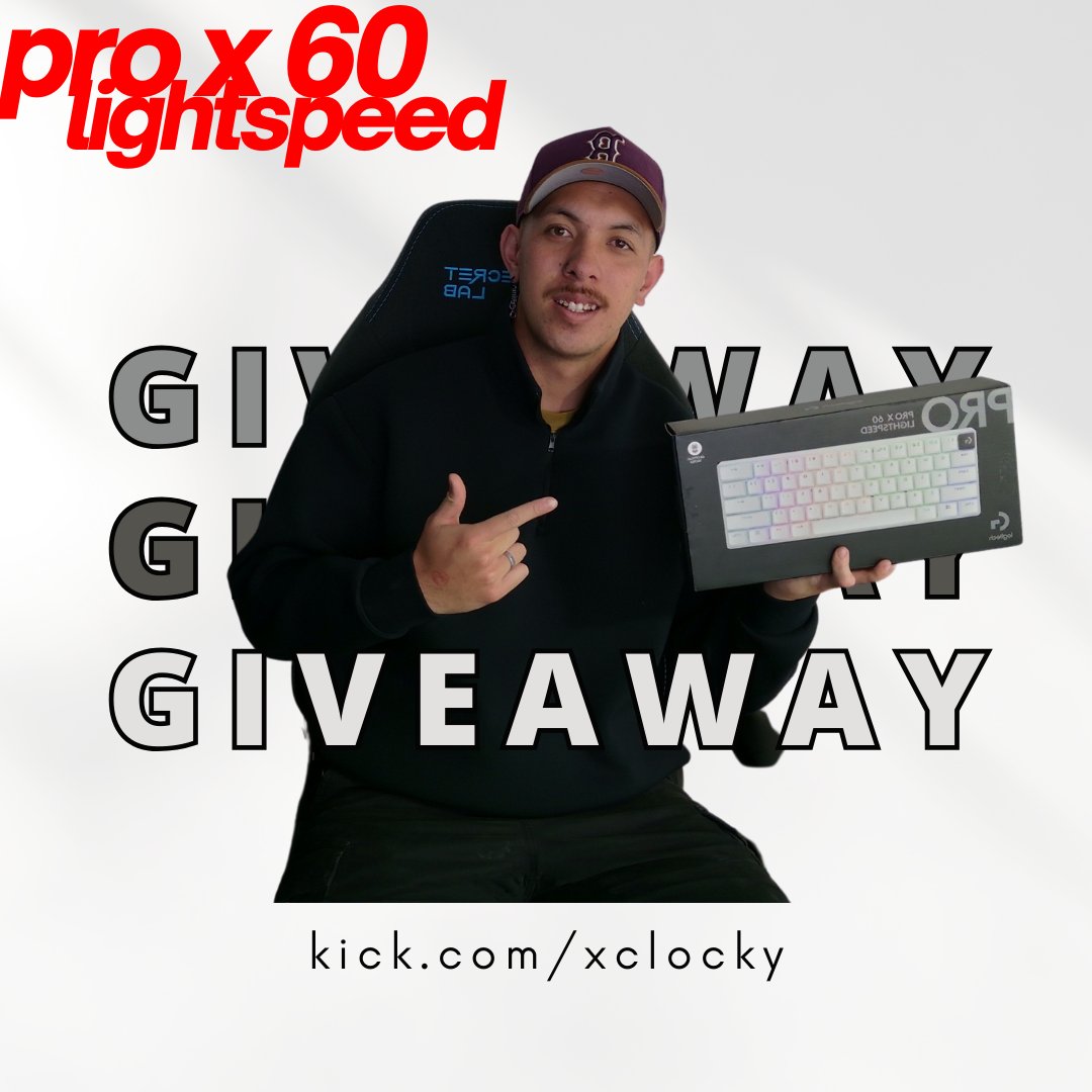 ✨THIS MONTHS GIVEAWAY ✨
We got a goodie this month! I will be giving away a <a href="/Logitech/">Logitech</a> Pro x 60 Lightspeed wireless keyboard (valued at $400 AUD) 

How to Enter:

1. Be following me on kick: kick.com/xclocky

2. Self sub grants 2 entries / Gifted subs grant 1 entry per