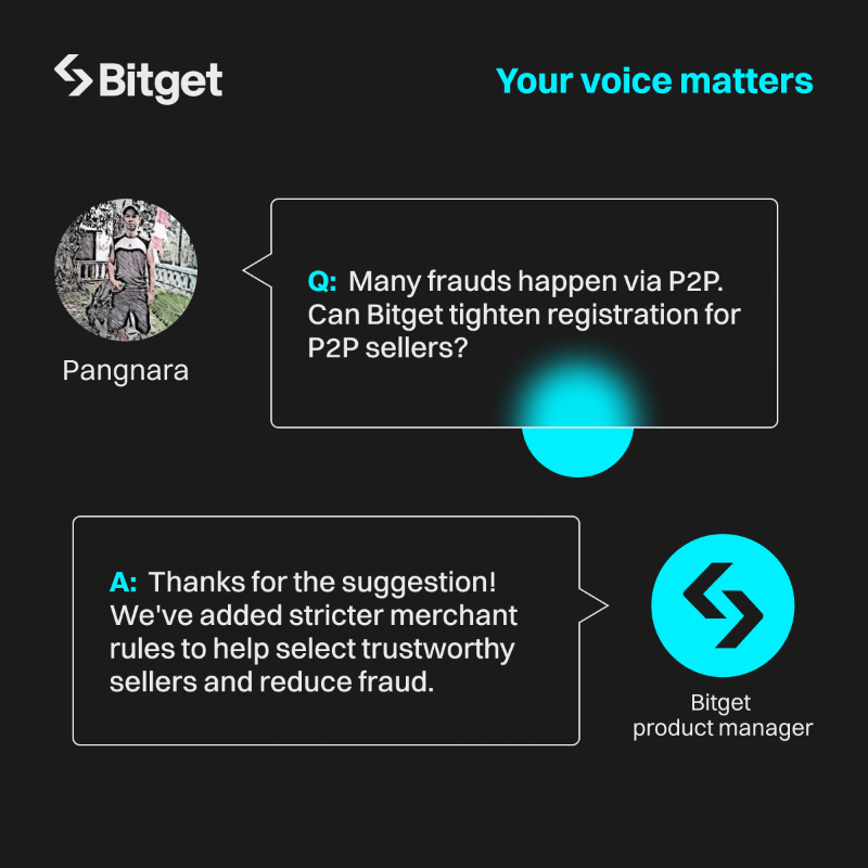 bitget's tweet photo. We’re listening because your voice makes us better! ✨
Thanks to @Sauwaa69, @Pangnara28, and @oneto1935 for sharing their #Bitget experiences in Ep. 4!
Check out our product manager’s responses 👇 and stay tuned for Ep. 5!
#SmartVoice