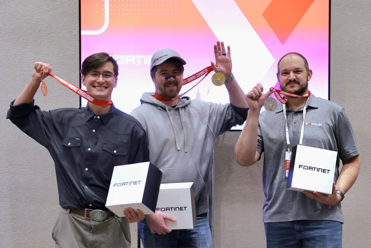 FortinetPartner's tweet photo. We have a winner! 🎉 Congratulations to our #Fortinet 2024 Ultimate Security Fabric Challenge US champion, Jesse Homa, from @cyberadvisors! 🏆

A huge thank you to our #FortinetPartners, and special congrats to our top three: 🥇 Jesse Homa, 🥈 Adam Kern, and 🥉 Christian Graham! https://t.co/Xy8OlUz2qT