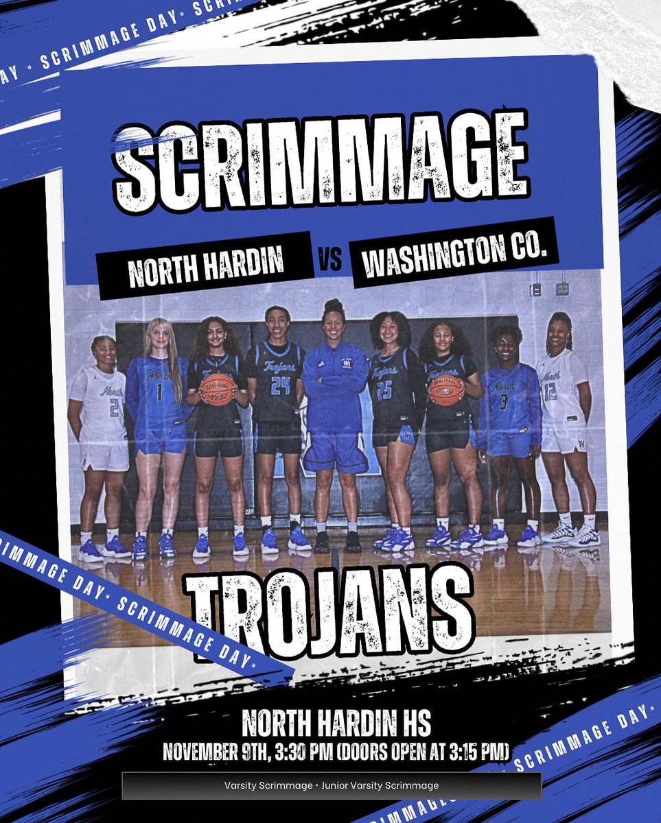 North Hardin Lady Trojans Girls Basketball (@nhhs_girlshoops) on Twitter photo Catch us in action on Saturday, November 9th at 3:30 PM vs Washington County at North Hardin HS.
โข
โข
Varsity and Junior Varsity Scrimmage
โข
โข
$5 admission, $2 for students
โข
โข
#NHHS #NorthHardin #North #GoTrojans #Trojans #OnwardTrojans #BetterUpNorth #TrueNorth <a href="/CoachDB_/">Destiny Bramblett M.S.</a> Catch us in action on Saturday, November 9th at 3:30 PM vs Washington County at North Hardin HS.
โข
โข
Varsity and Junior Varsity Scrimmage
โข
โข
$5 admission, $2 for students
โข
โข
#NHHS #NorthHardin #North #GoTrojans #Trojans #OnwardTrojans #BetterUpNorth #TrueNorth <a href="/CoachDB_/">Destiny Bramblett M.S.</a>