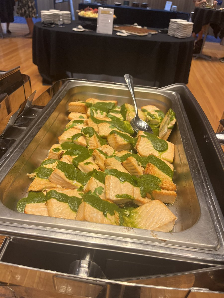 TheSnackademics's tweet photo. Day 2
Despite the cost of living crisis, @SMHR has provided a generous serve of salmon drizzled with a herby pesto. 

For dessert, tiramisu was provided to appeal to the sought after Italian-Australian demographic. We thank SMHR for their correspondence on our previous post. https://t.co/8isrnetseu