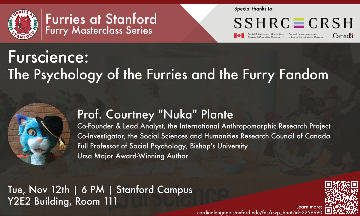 Ever met a furry professor? :3

Next Tuesday, come see Dr. Courtney "Nuka" Plante—a furry researcher and full-time professor of social psychology at Bishop's University—talk about years of research conducted on the furry fandom!

Open to the public, fursuits allowed!
