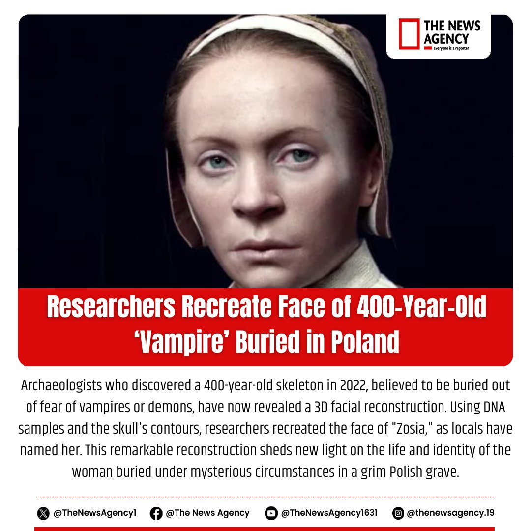 TheNewsAgency1's tweet photo. #FacialReconstruction #VampireBurial #VampireEra #Archaeology #AncientMysteries #DNAResearch #HistoricPoland #3DReconstruction #Poland #ForensicArchaeology #Poland #BigStory #Surprising https://t.co/h6JLCdrHZk