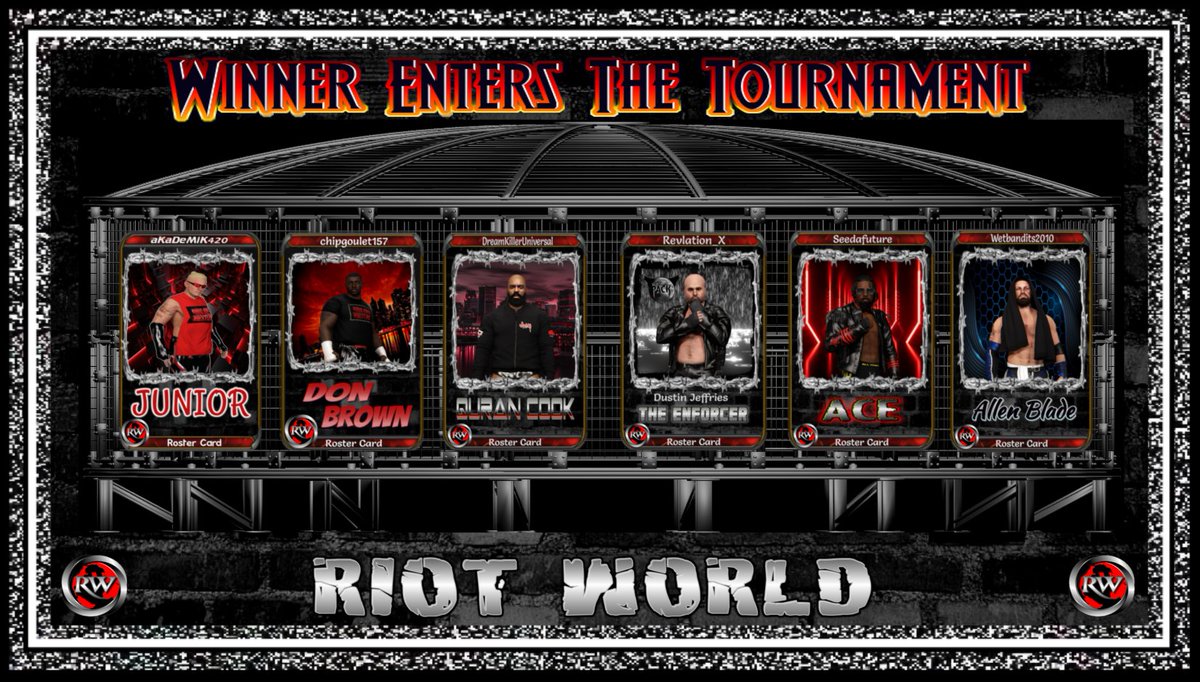 Universal Champions going into tonight's show. We also do placements for the Wild Card Tag Team Tournament. But before that we have a chamber qualifier to get that last entrant! 11:00PM Est.
It'll be a Riot  🤘😎🤘
twitch.tv/whtetigr