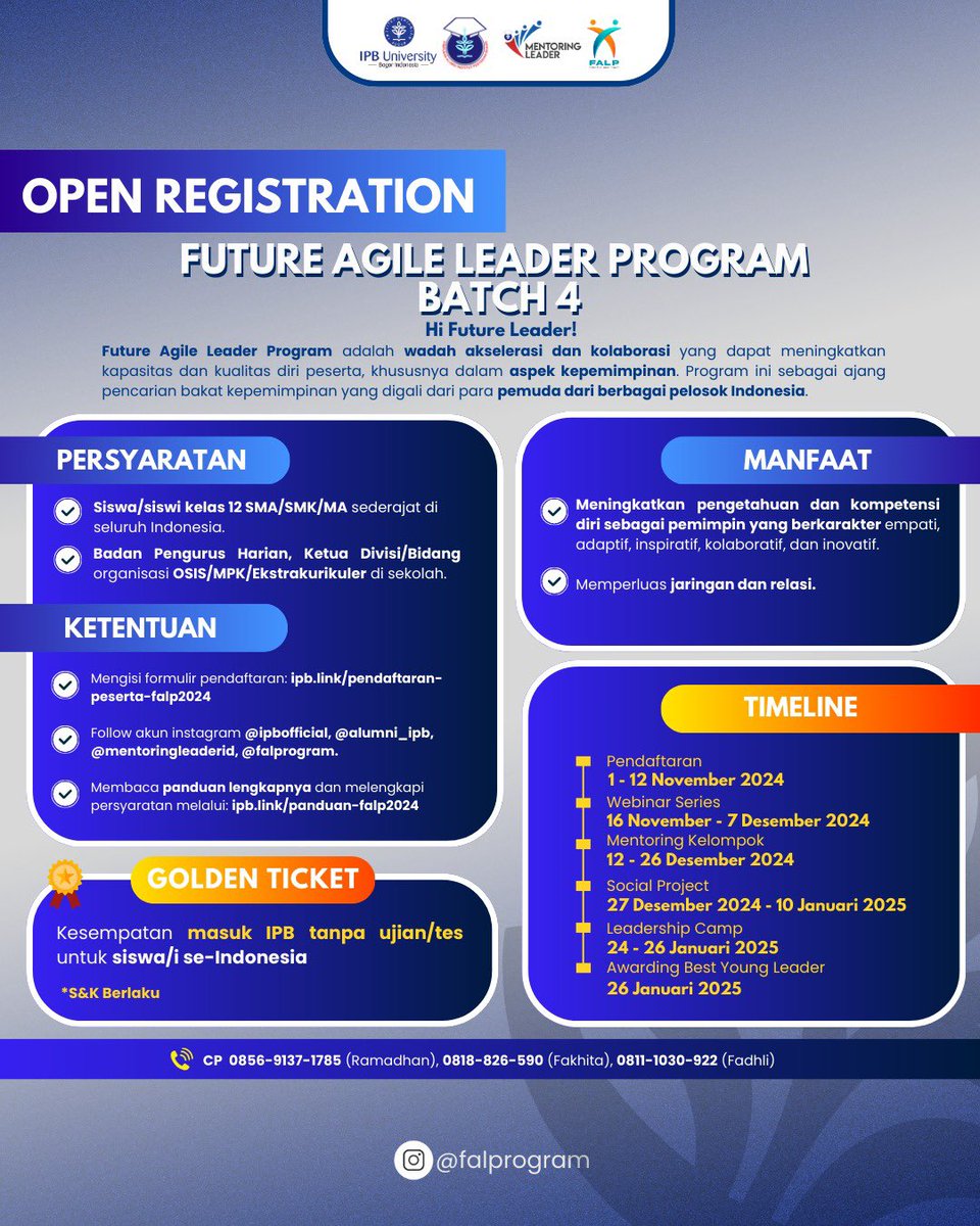 universityid's tweet photo. Golden Ticket Masuk IPB untuk angkatan 2025 nih! Dapetin kesempatan masuk IPB tanpa seleksi lewat Program FALP!

Punya pertanyaan? Yuk diskusi di kolom komentar! 😆💖 https://t.co/rflS4Tw60s
