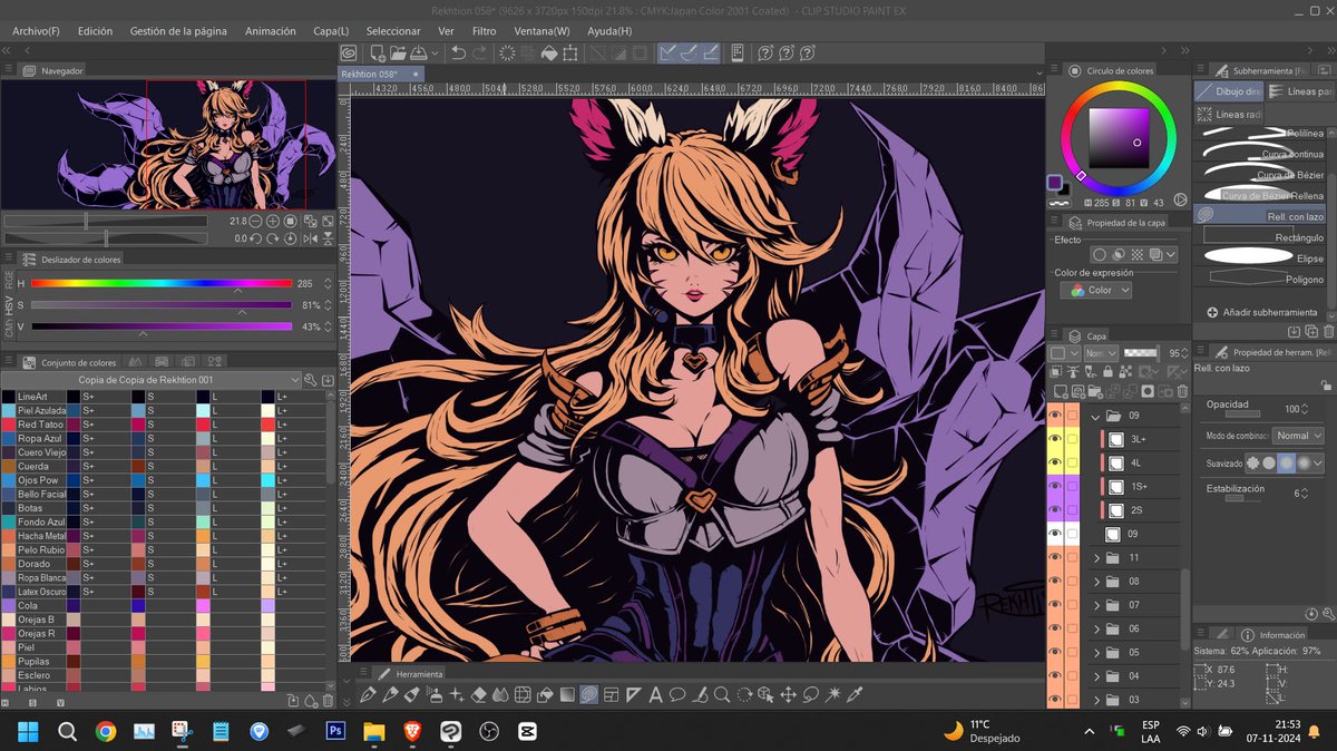 Rekhtion's tweet photo. Flat Color K/DA Ahri by Rekhtion ⚡️ 058

Gook Luck!

...
#rekhtion #arte #ilustracion #artista #dibujo #inspiracion #artedigital #creatividad #clipstudiopaint #wacom 
#kda #leagueoflegends #ahri #akali #riotgames #lol https://t.co/yFlAEa6kZa