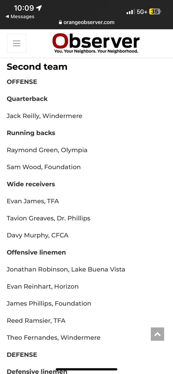 I am extremely honored to receive Orange Observer Second Team Nod
#agtg <a href="/CoachJEbersole/">Coach Jed Ebersole</a> <a href="/CoachThomas63/">Jared Thomas</a> <a href="/coachcollins23/">Michael Collins</a> <a href="/Coach_HTaylor/">Hunter Taylor</a> <a href="/CoachRienzi/">Coach Rienzi</a> <a href="/OrangeSportsOMG/">Orange Observer Sports</a>