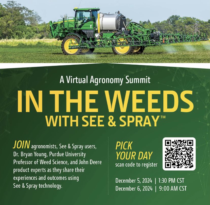 JonEbert54's tweet photo. 🌱 Ready to tackle weeds with advanced tech? Join @JohnDeere for a FREE virtual Agronomy Summit to learn how See & Spray technology can elevate your weed management strategy. Agronomists, farmers & all interested are welcome! Register now for expert insights on agronomy concepts that are “in the weeds” ⬇️
https://t.co/CtFasUjIHf