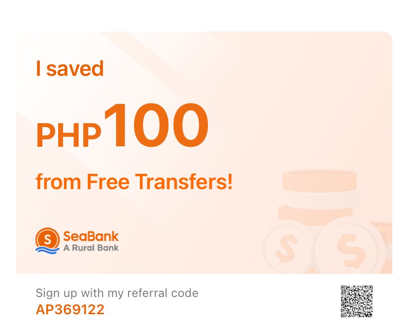 zamlends's tweet photo. Are you looking for a digital bank that offers free transfers and process real time? well, SeaBank is the best for you! 

SeaBank offers 15 free transfers that automatically resets on Monday. 

Sign up now using my referral code AP369122 to get ₱50. 

#digitalbank #seabank #ph https://t.co/rViaqmAVfJ