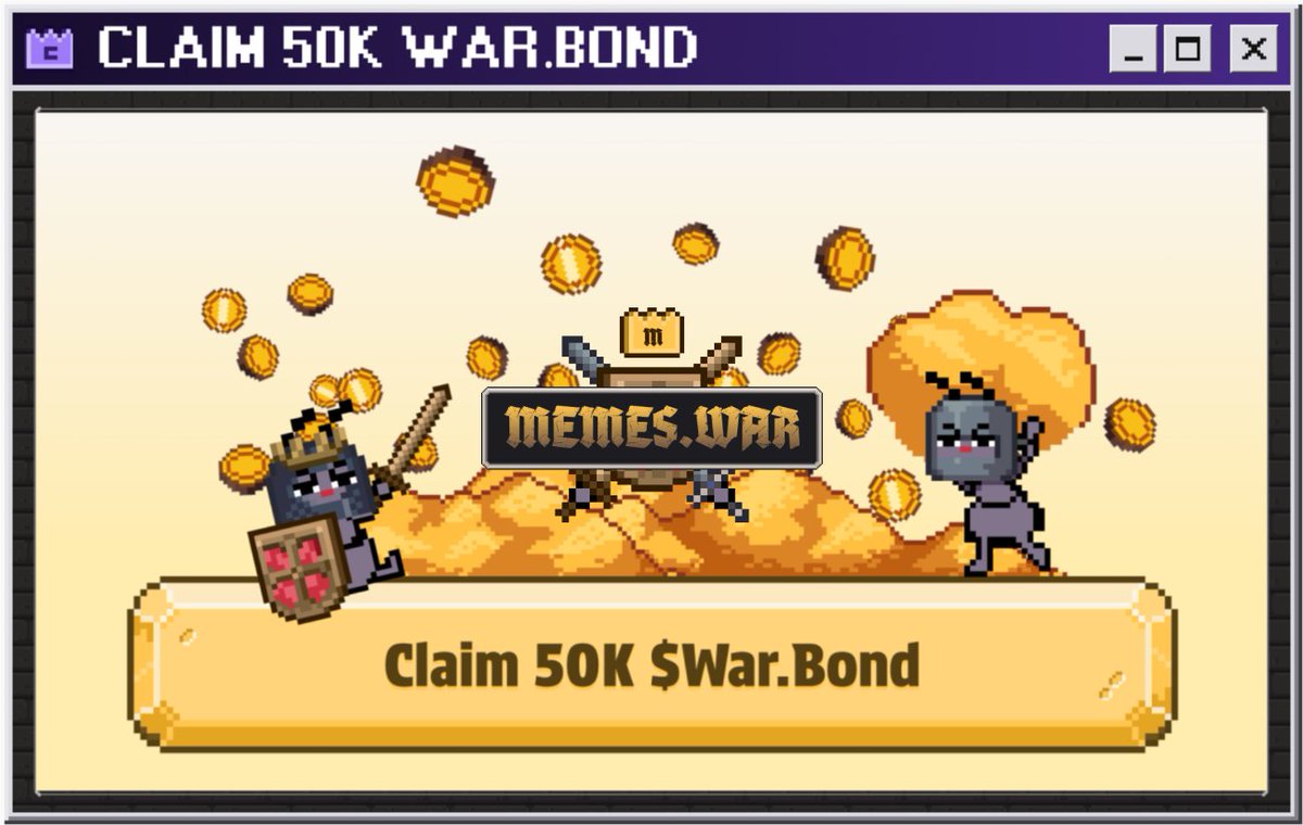 Hello ANTS!

Don’t forget to claim 50K of War.Bond every hour on Memes.War

Join us: t.me/Memes_War_Star…

Hardwork always pays off! LIFT LIFT!!

#MemeCore #M