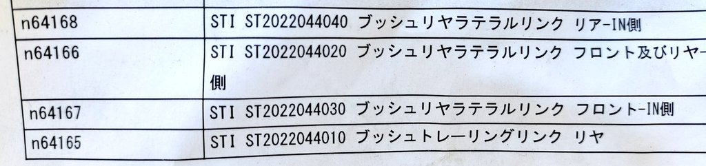新品GD系インプレッサ用かと思われるSTI強化ブッシュ8千円で持って行ってくれる優しい人募集中🥺