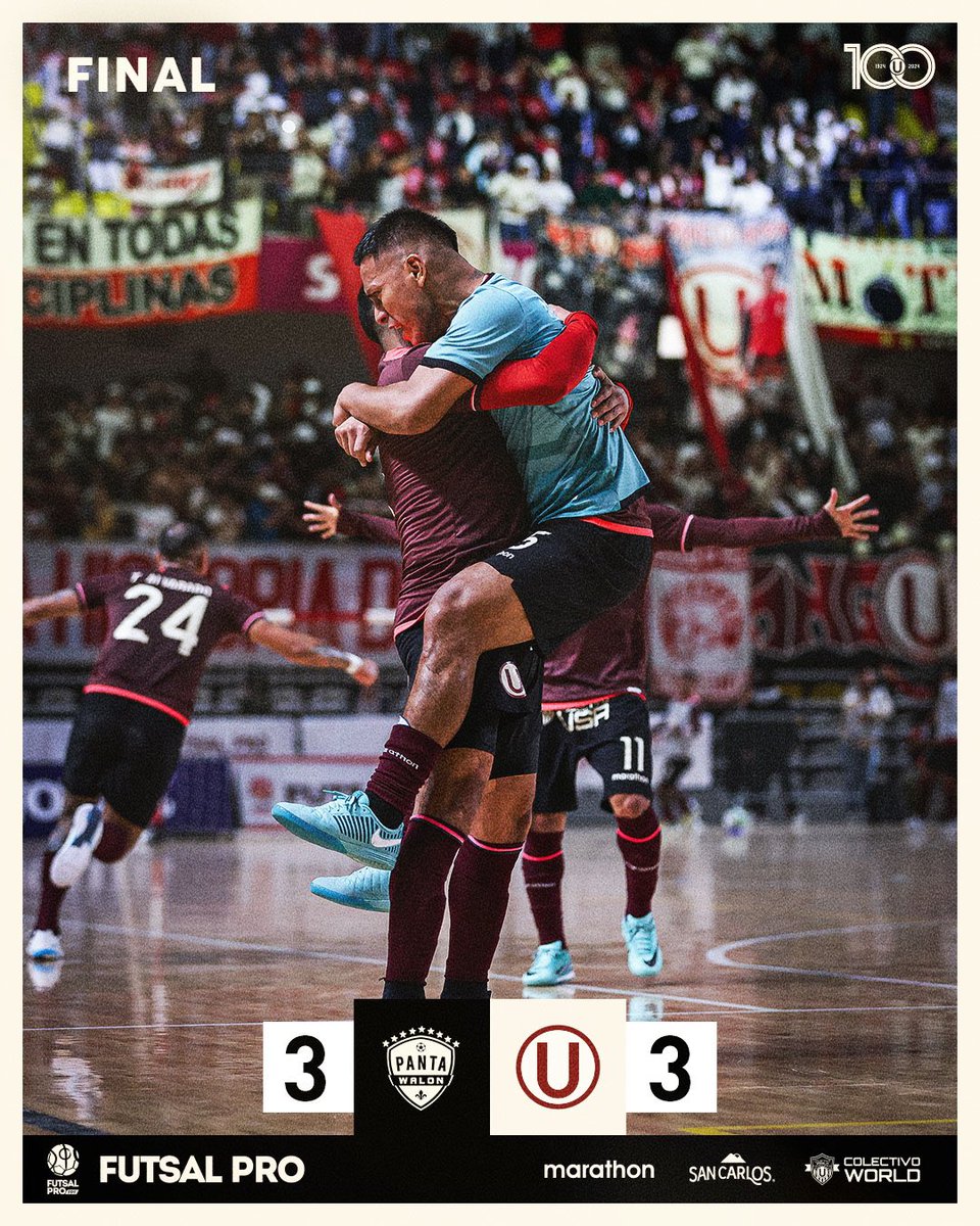 UPolideportivo's tweet photo. ⏱️ I 𝗙𝗜𝗡𝗔𝗟 𝗗𝗘𝗟 𝗣𝗔𝗥𝗧𝗜𝗗𝗢

¡𝗬 𝗬𝗔 𝗟𝗢 𝗩𝗘, 𝗬 𝗬𝗔 𝗟𝗢 𝗩𝗘, 𝗦𝗢𝗠𝗢𝗦 𝗖𝗔𝗠𝗣𝗘𝗢𝗡𝗘𝗦 𝗢𝗧𝗥𝗔 𝗩𝗘𝗭! 🎶🏆

Panta Walon 3-3 Universitario

#YDaleU https://t.co/L4zmbIxnCX