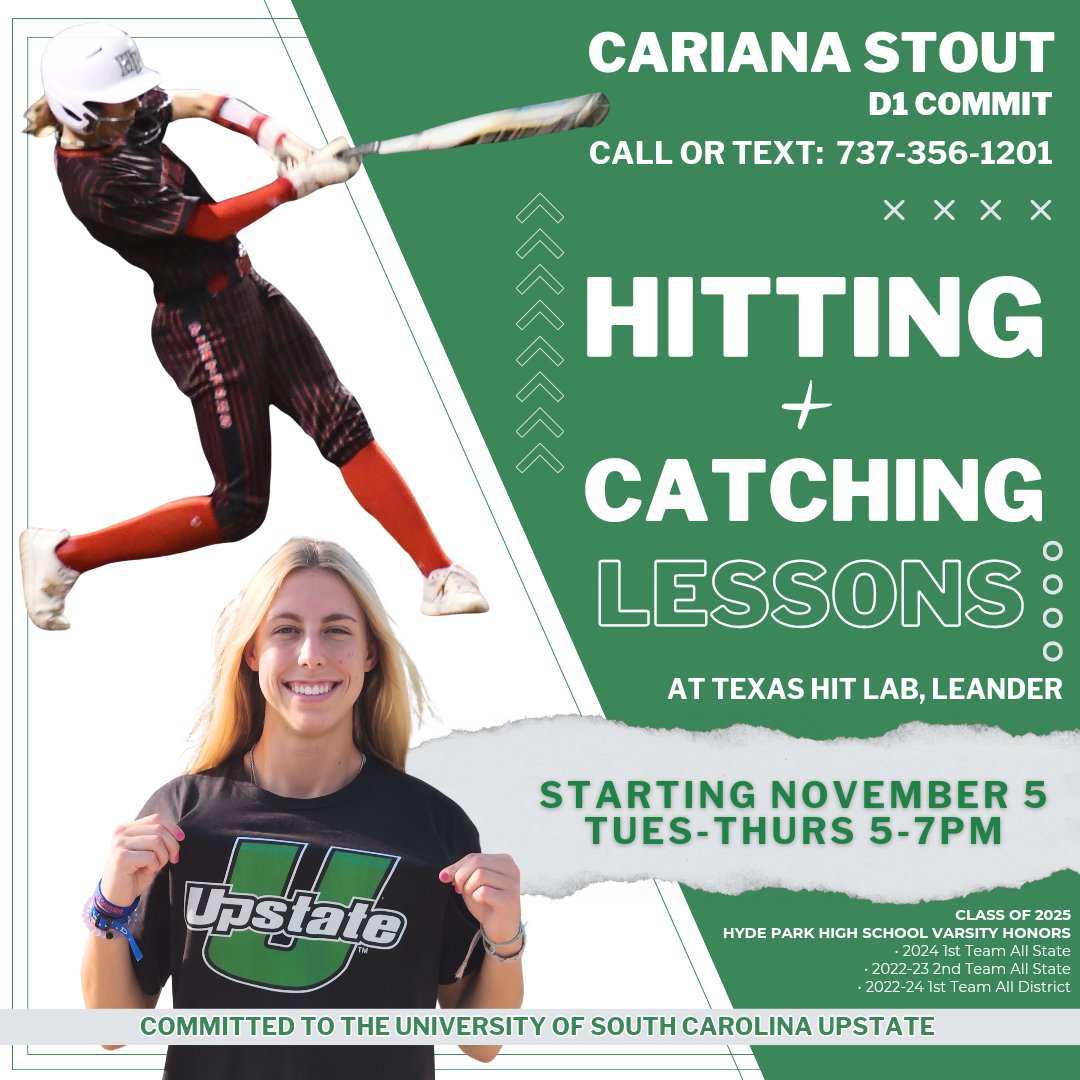 Cariana 'Gamer' Stout 2025 (@gamerstout32) on Twitter photo Please reach out to me if you are interested in hitting or catching lessons! <a href="/txhitlab/">Texas Hit Lab</a> <a href="/BrettBerryhill/">Brett Berryhill</a> <a href="/johntcarpenter/">Coach Carp</a> Please reach out to me if you are interested in hitting or catching lessons! <a href="/txhitlab/">Texas Hit Lab</a> <a href="/BrettBerryhill/">Brett Berryhill</a> <a href="/johntcarpenter/">Coach Carp</a>