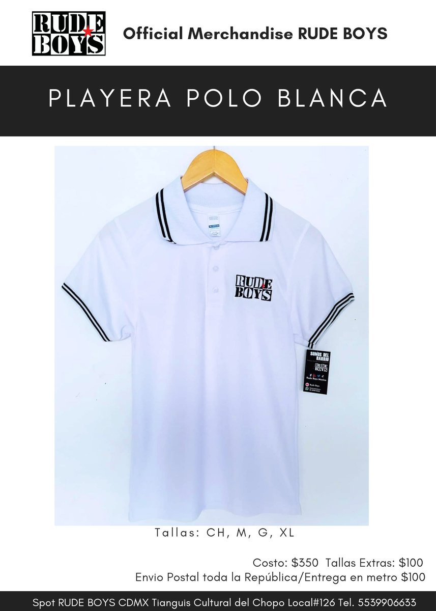 Polo Blanca 😎 ✨️
envíos 🎁 o en nuestro local del Chopo. #RudeBoys #Ska #Chopo