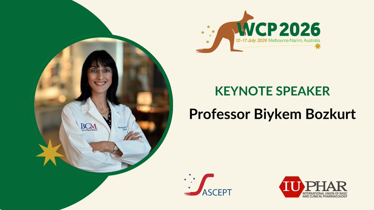 🌟 Excited to welcome Prof. Biykem Bozkurt as keynote speaker at #WCP2026!
Editor-in-Chief of JACC: Heart Failure, Past President <a href="/HFSA/">HFSA</a>, and pioneering researcher <a href="/bcmhouston/">BCMHouston</a> - bringing exceptional expertise in cardiovascular pathology. 🔗wcp2026.org/keynote-speake…
#ASCEPT #IUPHAR