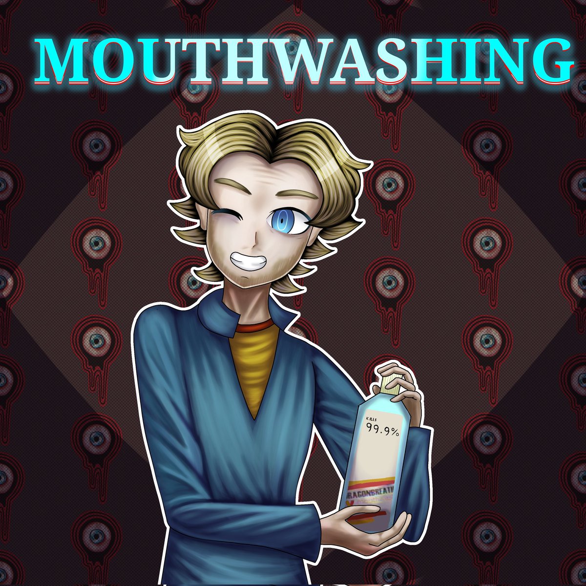 ShrugMoji's tweet photo. Captain curly promoting mouthwash #mouthwash #mouthwashing #danganronpa #drstyle #curly #CaptainCurly #art #artshare https://t.co/JX2DJ45XRN