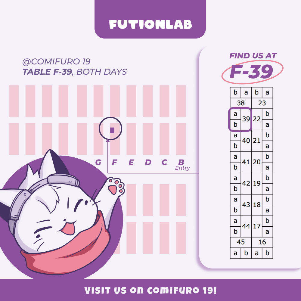 futionlab's tweet photo. 📍Table F-39
⏰ 08.30 until 17.00

online pre-order will be available soon after cf.

booth map: https://t.co/DZfPbQML65