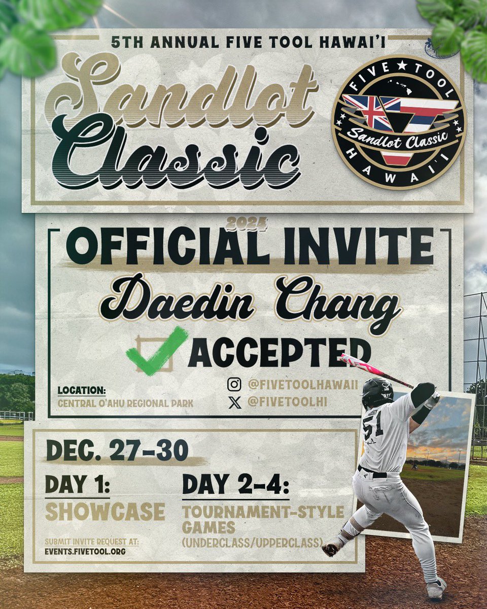 daedinchang's tweet photo. Grateful for this opportunity! @ClassicHawaii @FiveToolHI https://t.co/TLZe3XKbeC