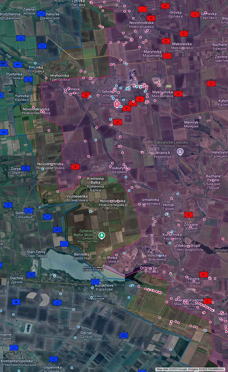 UAControlMap's tweet photo. Daily Ukraine map thread for Thursday 7th November 2024

Highlights: @OSINTua from Ukrainian Marines reports that an expected new Russian assault on Kursk began, so we're expecting geolocations soon of territory changes and new losses. No idea if the North Koreans joined it as of yet, but keep your eye open - now would be the time

Russian forces sighted in Illinka, showing a small Russian advance there. Smaller adjustments in both directions were marked near Shakhtarske, Katerynivka, Kurakhove, Toretsk, Chasiv Yar, Terny and Kupiansk
Map: https://t.co/cKx8THKcM7