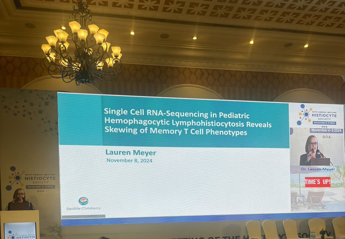 Dr. Lauren Meyer is presenting novel findings from the HLHRUXO trial and a detailed analysis of T cell phenotypes in HLH using single-cell sequencing! #HSGoa2024 #HLH #letsgalkhistiocytosis