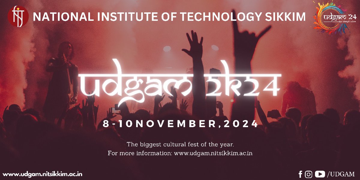 NITSIKKIM1's tweet photo. Annual Cultural Fest Udgam 2024, Nov 8-10!
The grand opening features with Hon’ble MLA Shri Rikshal Dorjee Bhutia, Director Prof. M C Govil, and special guests. Join us for three exciting days of creativity, performances, and fun.
#Udgam2024 #NITSikkim #CulturalFest #CampusVibes https://t.co/sl8eMa1YeW