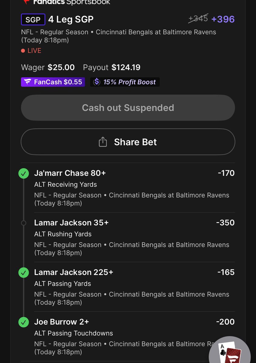 ArmyStrong_B's tweet photo. @CodyBrownBets @CodyBrownBets i tailed but had Lamar 35+ rushing. Pain. https://t.co/jHfxrg5LpD
