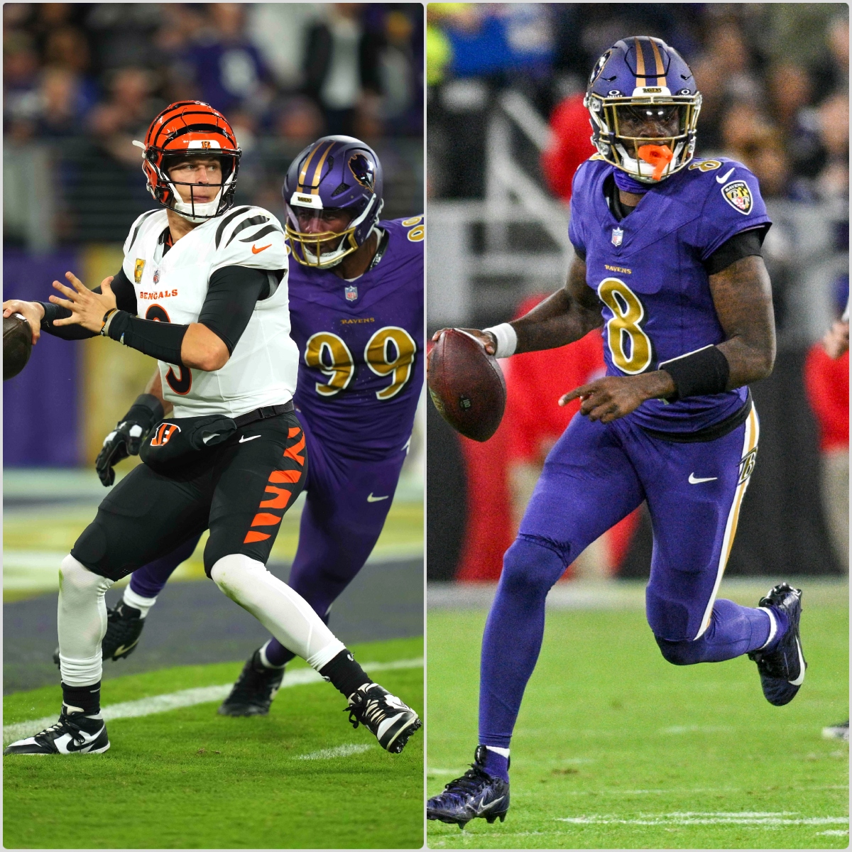 MySportsUpdate's tweet photo. Lamar Jackson and Joe Burrow combined in their two matchups this season:

- 118/170
- 1553 total yards
- 17 TDs
- 1 INT https://t.co/S4exm48o2m