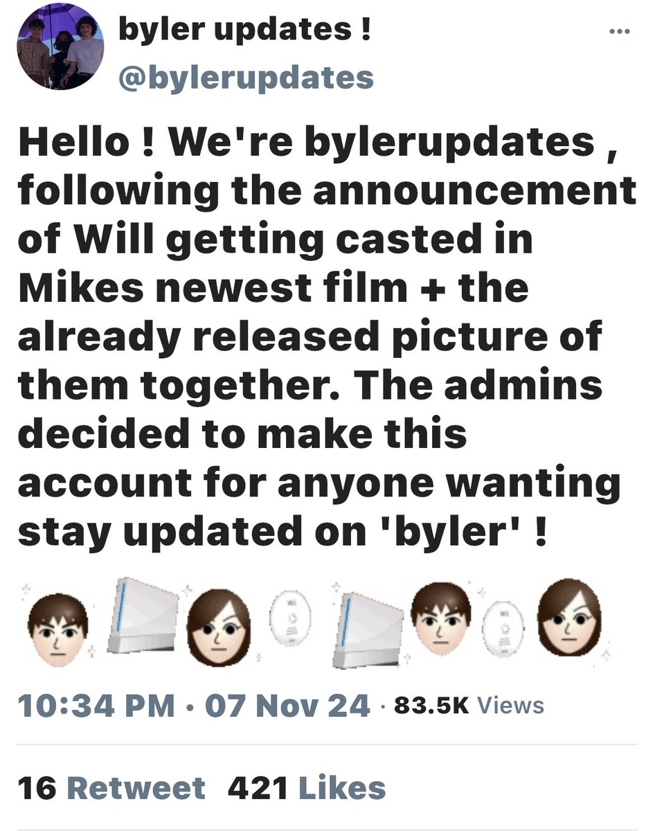 kiss, camera, action! 
⋆｡°✩ 

a Byler socmed au
 • Mikes a director, Will gets casted in his newest movie &lt;3