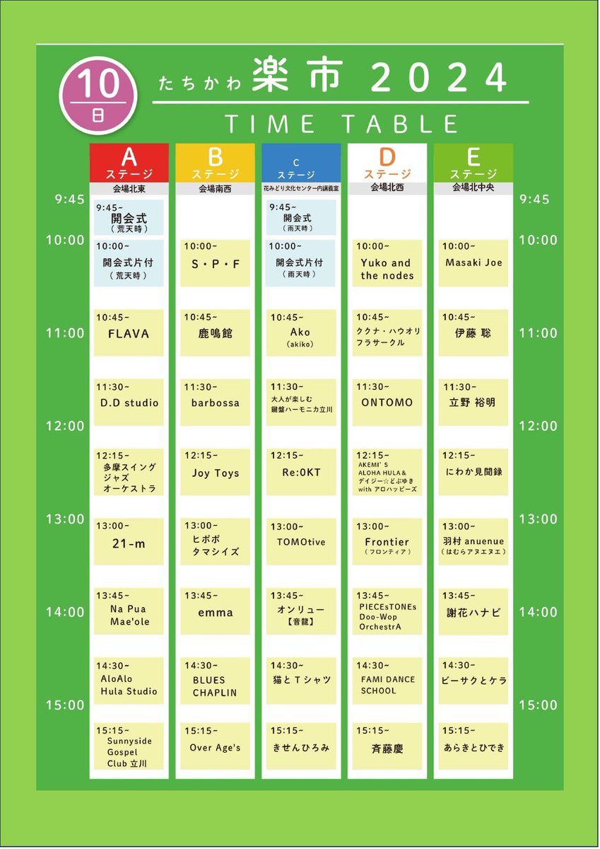 UJO_Jazz's tweet image. いよいよ明日!天気予報も晴れ☀️
たくさんの出店もあります。秋晴れの中、公園散歩はいかがですか😃
【演奏情報】
★たちかわ楽市2024★
11/9(土)12:15-12:45
@昭和記念公園
みどりの文化ゾーンゆめひろば(入園無料)
Aステージ
#たちかわ楽市2024
#untitledjazzorchestra
#名も無きジャズ楽団