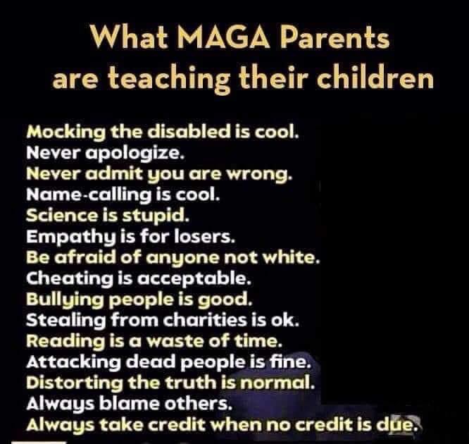 I wonder if that is why so many more young men, than young women, voted for him? 

They have grown up with THAT as a role model!