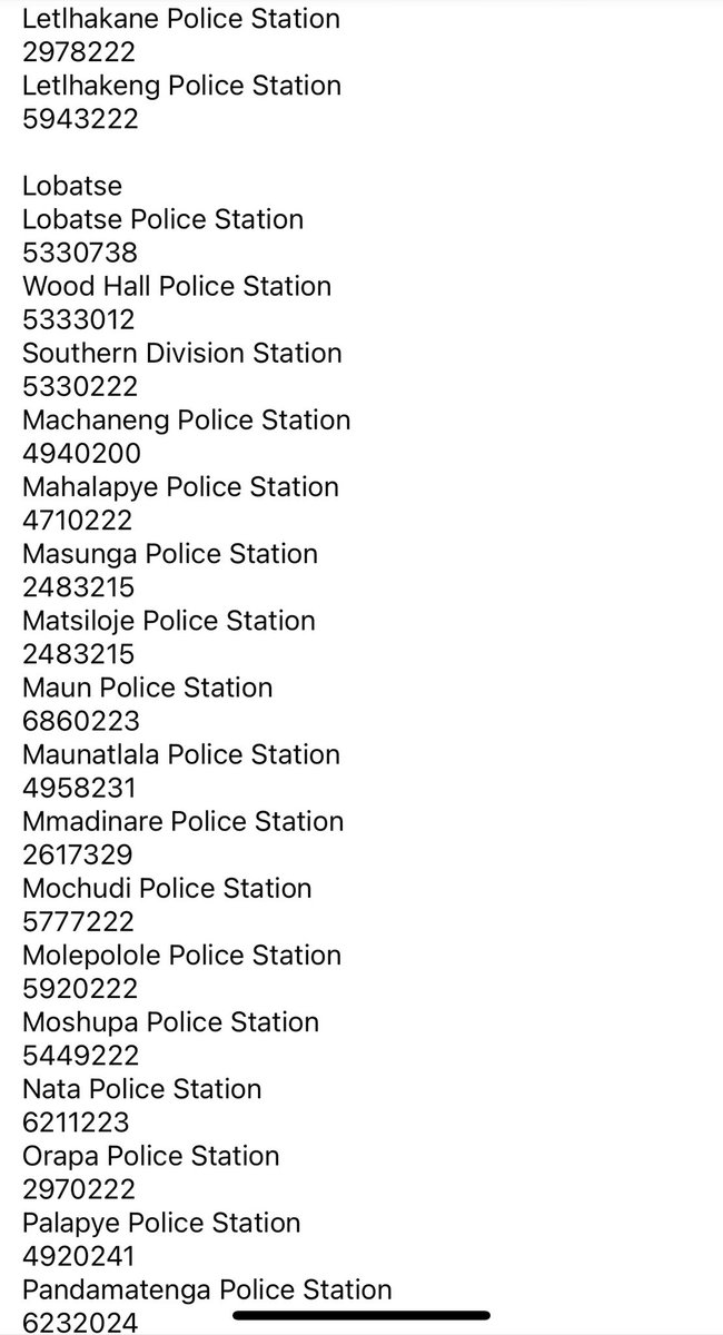 BW POLICE STATION DIRECT LINES