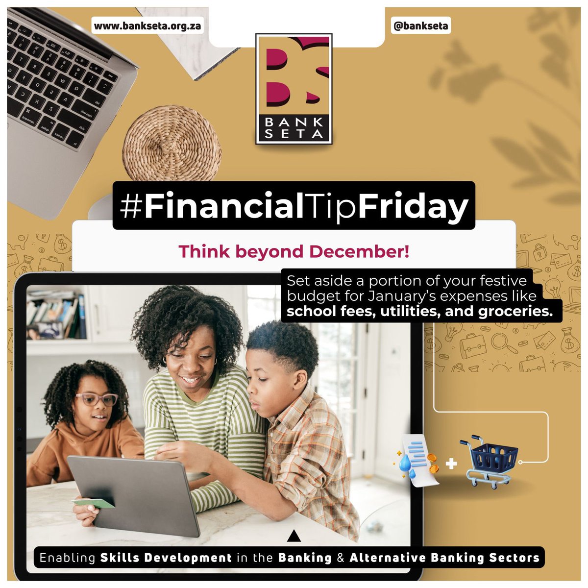 On this #FinancialTipsFriday Think beyond December! Set aside a portion of your festive budget for January’s expenses like school fees, utilities, and groceries. #PrepareForJanuary