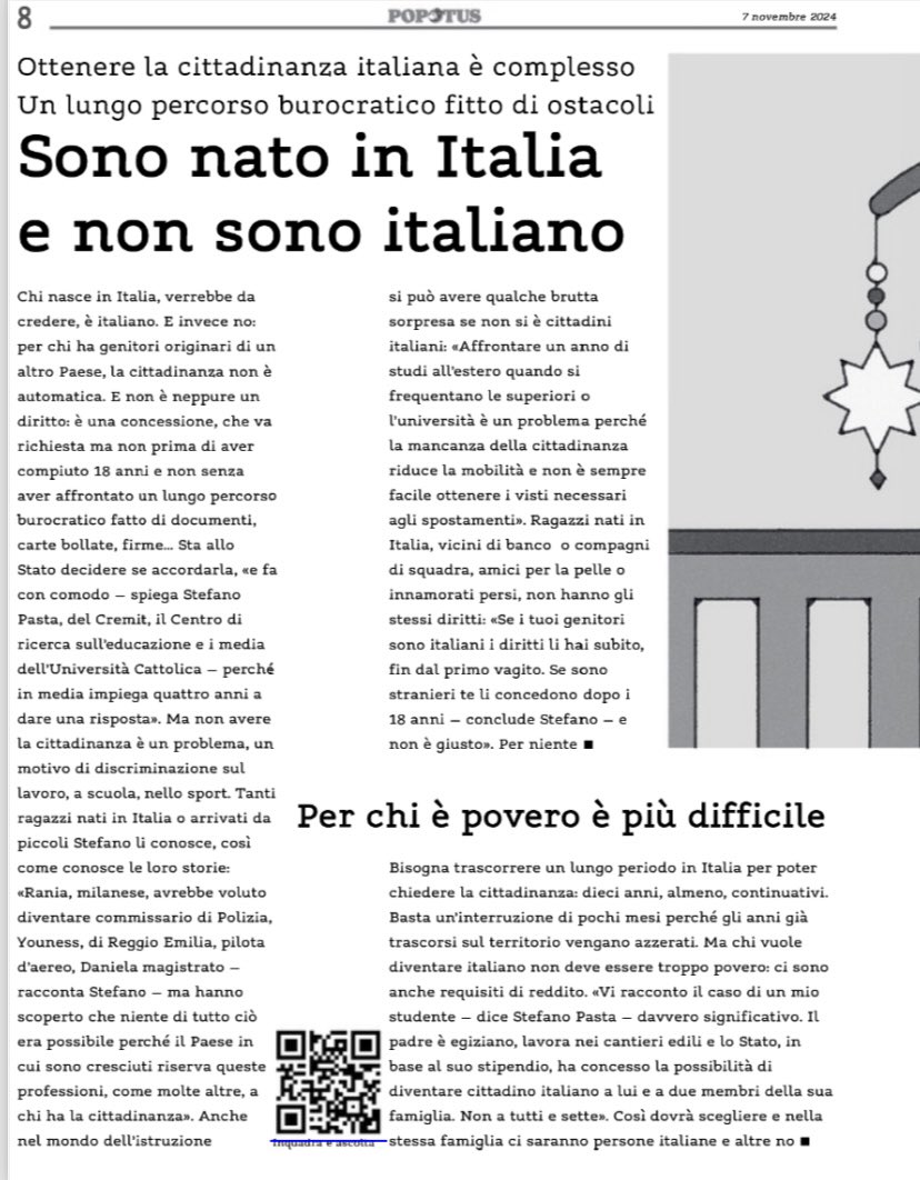 CremitTW's tweet photo. #cittadinanza #riforma #7novembre su #Popotus @Avvenire_Nei @PastaStefano #Cremit @Unicatt spiega perché la legge attuale è un’#ingiustizia, che discrimina bambini e bambine d’Italia, considerati stranieri nel Paese in cui nascono, crescono e studiano https://t.co/zmnCS3C2q4