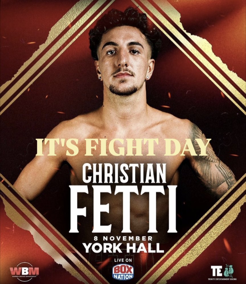 Fight Day!!!
Tonight Christian Fetti makes his 3rd Professional outing at the famous York Hall live <a href="/BoxNation_TV/">BoxNation</a> 📺