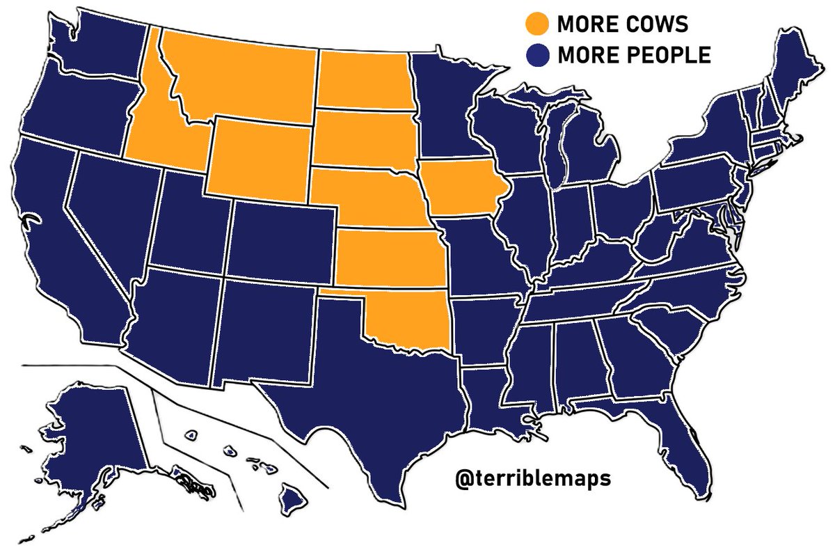 U.S. States Where Cows Outnumber People