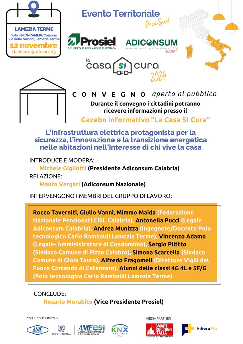 adiconsum's tweet photo. #SaveTheDate Proseguono i Convegni territoriali "La Casa SI Cura" di #Prosiel e #Adiconsum in vista dell'evento nazionale del 21 novembre
🗓️#12novembre ⏰9-13 
🌎Lamezia Terme - Sala Unioncamere
https://t.co/bbTRRPLCZ9

#casa #sicurezza #innovazione https://t.co/152zyugcNd