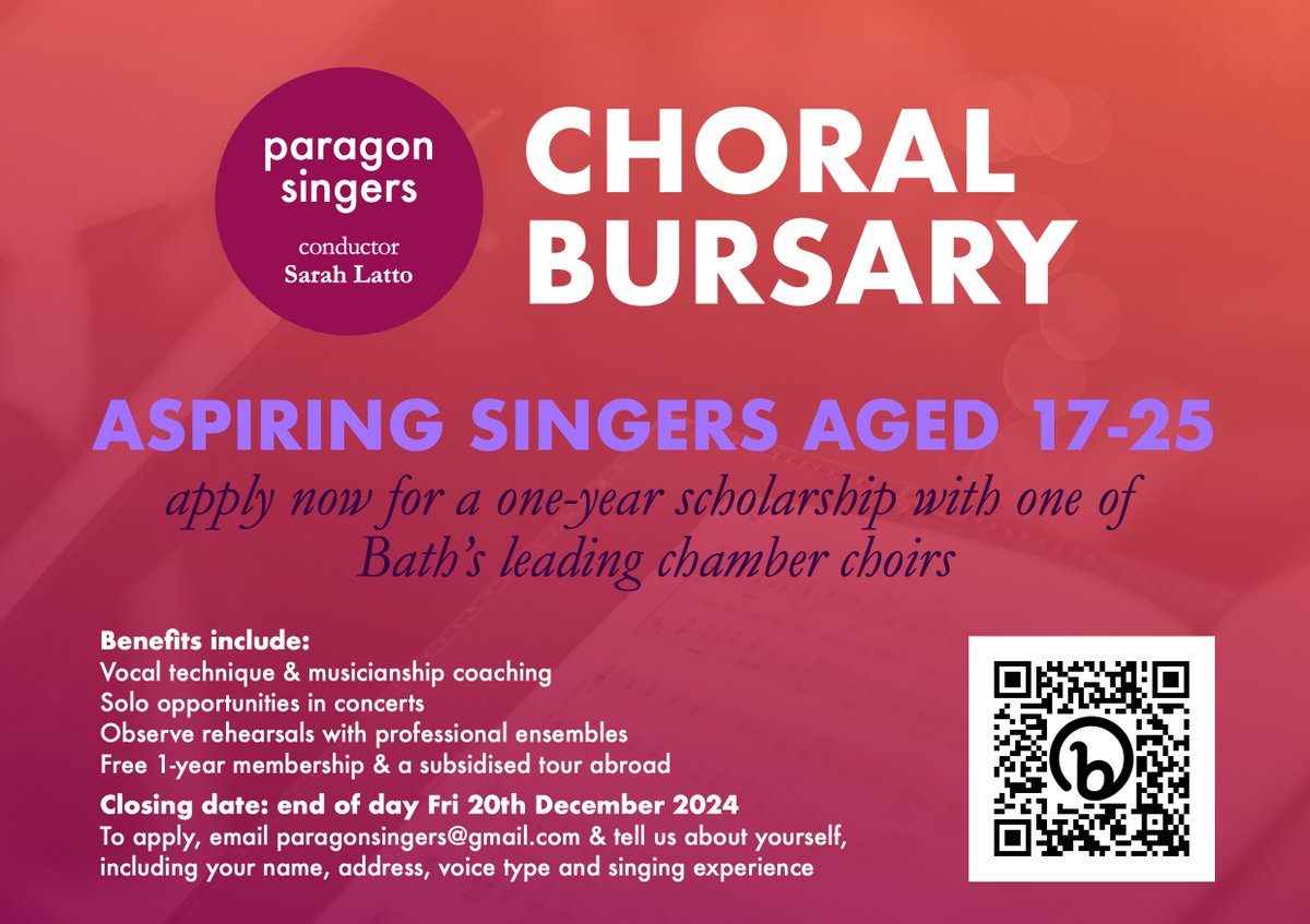 Paragon Singers (inactive) (@paragonsingers) on Twitter photo A wonderful opportunity for a young singers to sing with one of Bath's foremost chamber choirs and learn from the inspirational <a href="/sarah_latto/">Sarah Latto</a>
<a href="/RHSBMusic/">Royal High School Music</a> <a href="/KWS_Music/">Music at Kingswood School</a> <a href="/voicesforlifeuk/">Voices for Life</a> <a href="/shean_bowers/">Shean Bowers</a> <a href="/CooperElinor/">Elinor Cooper</a> <a href="/_tessaarmstrong/">Tess Armstrong</a> <a href="/bathphil/">Bath Philharmonia</a> <a href="/bathabbey/">Bath Abbey</a> A wonderful opportunity for a young singers to sing with one of Bath's foremost chamber choirs and learn from the inspirational <a href="/sarah_latto/">Sarah Latto</a>
<a href="/RHSBMusic/">Royal High School Music</a> <a href="/KWS_Music/">Music at Kingswood School</a> <a href="/voicesforlifeuk/">Voices for Life</a> <a href="/shean_bowers/">Shean Bowers</a> <a href="/CooperElinor/">Elinor Cooper</a> <a href="/_tessaarmstrong/">Tess Armstrong</a> <a href="/bathphil/">Bath Philharmonia</a> <a href="/bathabbey/">Bath Abbey</a>