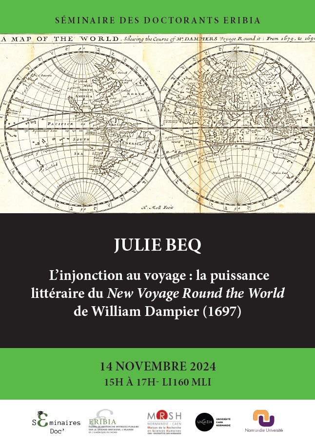 Hey! Next week, I'll be talking about the literariness of Dampier's *New Voyage* 
<a href="/Universite_Caen/">Université de Caen Normandie</a>
<a href="/ERIBIA_Caen/">ERIBIA (UR 2610)</a>
On the programme: travel, science, pirates, trade, and suspicious things unsaid... 👀📖⚓️🌍🌎🌏🏴‍☠️📖