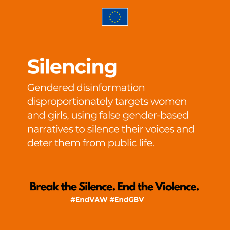 eu_eeas's tweet photo. Is this a safe space? 

Online gender-based violence and gendered disinformation campaigns are tools used to impose silence and reinforce violence. Let’s break them. More here: https://t.co/xPiIQ2JMbi.

 #OrangeTheWorld #EndGBV #SayNoStopVAW #EndViolence