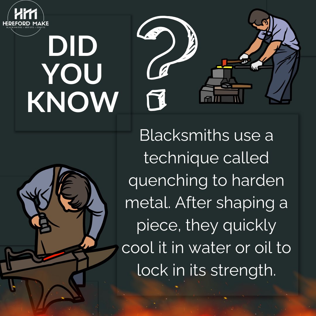 Did you know that blacksmiths use a technique called quenching to harden metal? After shaping a piece, they quickly cool it in water or oil to lock in its strength.

What do you think of this process?

Donate: gofund.me/2328aaf5

#FunFactFriday #ForgeWithPurpose #DonateNow